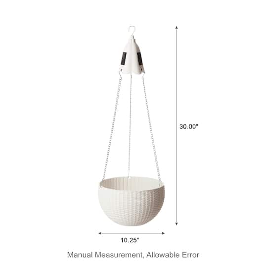 Glitzhome® 30" White Solar Lighted Hanging Plastic Basket Planters, 2ct.